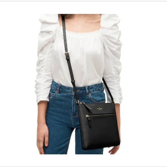 KATE SPADE Black Crossbody Gold hardware 100% leather $249 Retail NEW - Picture 2 of 7
